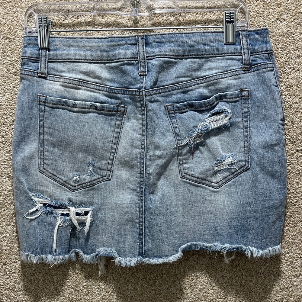 Altar’d state skirt cotton blend sz medium distressed denim mini skirt buttons - Picture 2 of 10